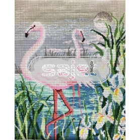 stramin + garnpaket, flamingo's (100% wolle)