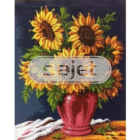 stramin + garnpaket, zonnebloemen (100% wolle)