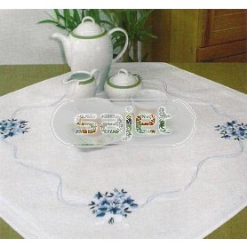 stielstichdecke klokjesbloemen en vergeetmenietjes, wit