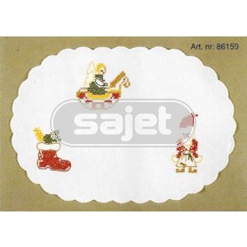 kreuzstichdeckchen kerstgeschenken, wit