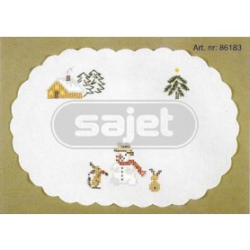 kreuz/stielstichdeckchen sneeuwtafereel, wit