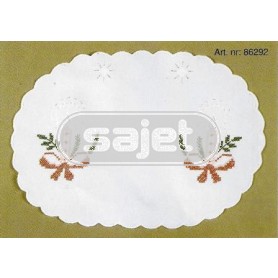 kreuz/stielstichdeckchen kaarsen met strik, wit