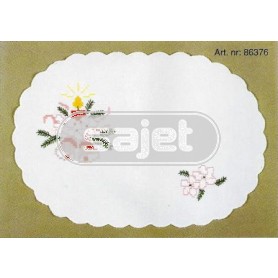 kreuzstichdeckchen kaars met bloemen en klokken, wit