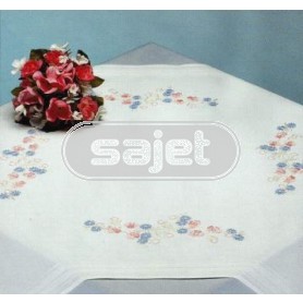 stielstichdecke anemonen met chrysanten, wit