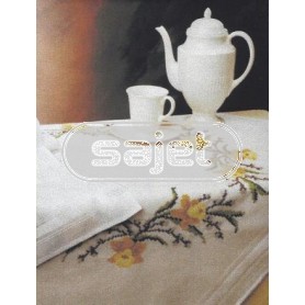 kreuzstichdecke narcissen, wit