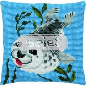 kreuzstichkissen zeehond 