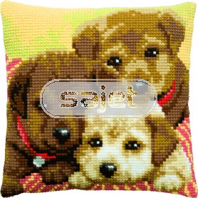 kreuzstichkissen drie puppies