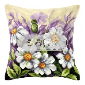 kreuzstichkissen margrieten met bloemen