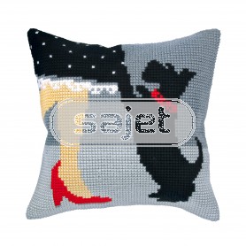 kreuzstichkissen franse stijl, terriër bij dame