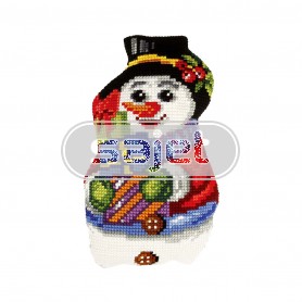 kreuzstichkissen sneeuwman met cadeautjes