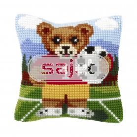 kreuzstichwandbehang beertje met voetbal