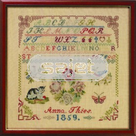 stickpackung sampler, biedermeier, anno 1859