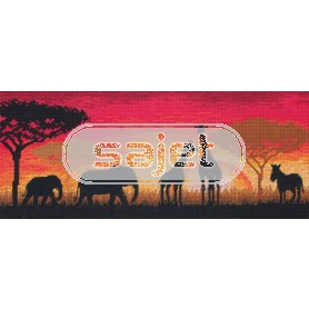 stickpackung savanne bij zonsondergang