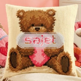 kreuzstichkissen popcorn bear met hart