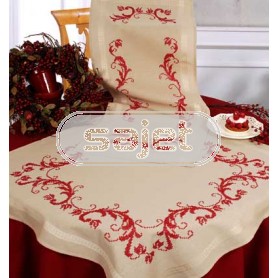 kreuzstichläufer bloemenrand, beige