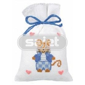 stickpackung kräutertütchen, muis/blauw