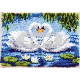 knüpfdecke zwanen in vijver