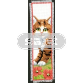 stickpackung lesezeichen, poes/bruin met bloemen