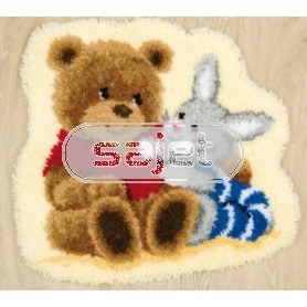 knüpfdecke beer met konijn