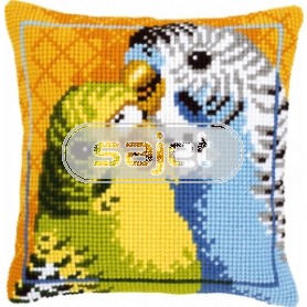 kreuzstichkissen grasparkieten