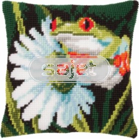 kreuzstichkissen boomkikker op blad