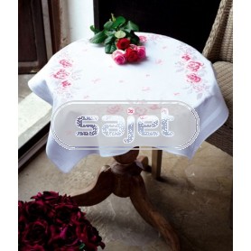 kreuzstichdecke rose rozen, wit