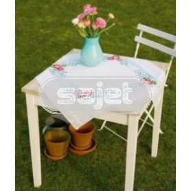 kreuzstichdecke rose bloemen, wit