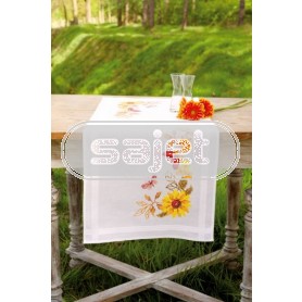 kreuzstichläufer zonnebloemen met vlinders, wit