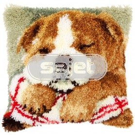 knüpfkissen slapende bulldog