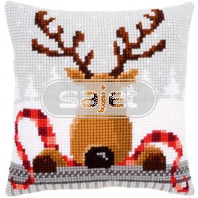 kreuzstichkissen rendier in wintersfeer