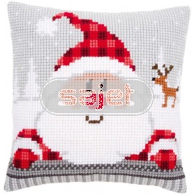 kreuzstichkissen kerstman in wintersfeer