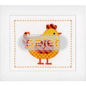 stickpackung vrolijke kip