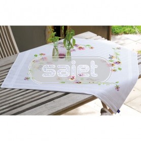 kreuzstichdecke pimpelmees met viooltjes, wit