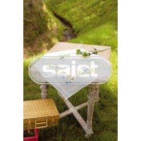 kreuzstichdecke pauwen met bloemen, wit