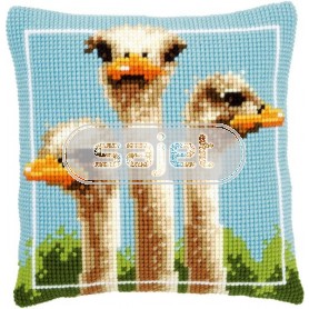 kreuzstichkissen struisvogels
