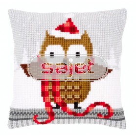 kreuzstichkissen kerstuiltje in wintersfeer