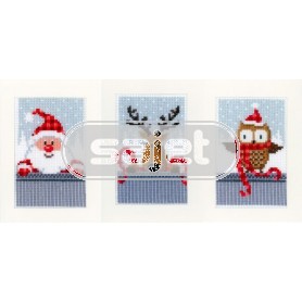 stickpackung weihnachtskarte (3 st.) kerstman, kerstuiltje en rendier