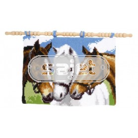 kreuzstichwandbehang drie paarden