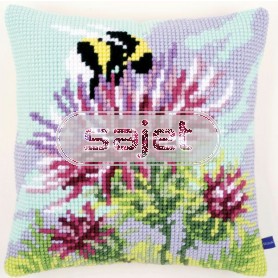 kreuzstichkissen distel met hommel
