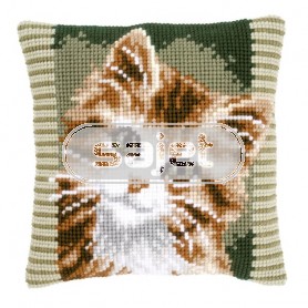 kreuzstichkissen bruine poes