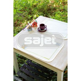 platzdeckchen (2 st.) vosje en wasbeertje, wit auf aida