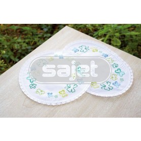 stielstichdeckchen (3 st.) blauw/groene vlinders, wit