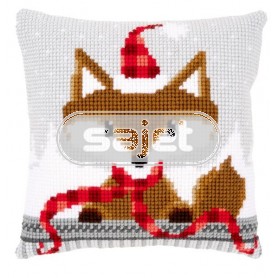 kreuzstichkissen kerstvosje in wintersfeer