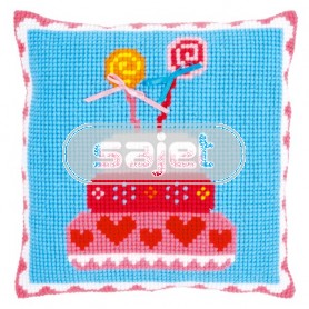 kreuzstichkissen lief!, verjaardagstaart met strikjes (incl. kissenrücken)