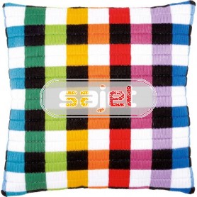 spannstichkissen gekleurde vierkanten