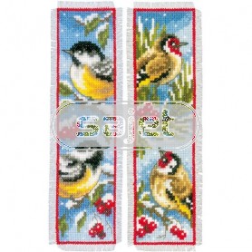 stickpackung lesezeichen (2 st.) vogels in wintersfeer