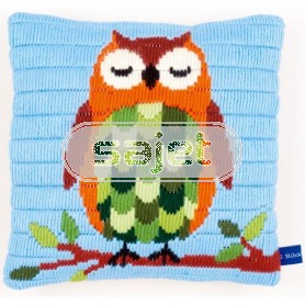 spannstichkissen slapende uil op tak
