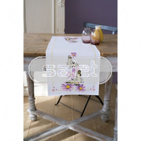 läufer vlinders op paarse asters, wit auf aida