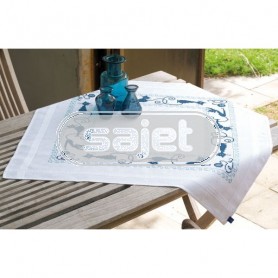 kreuzstichdecke vrolijke poezenbende, wit