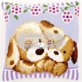 kreuzstichkissen spelende hondjes